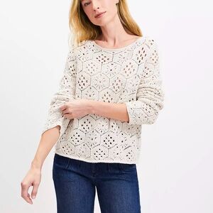 LOFT Ivory Crochet Knit sweater